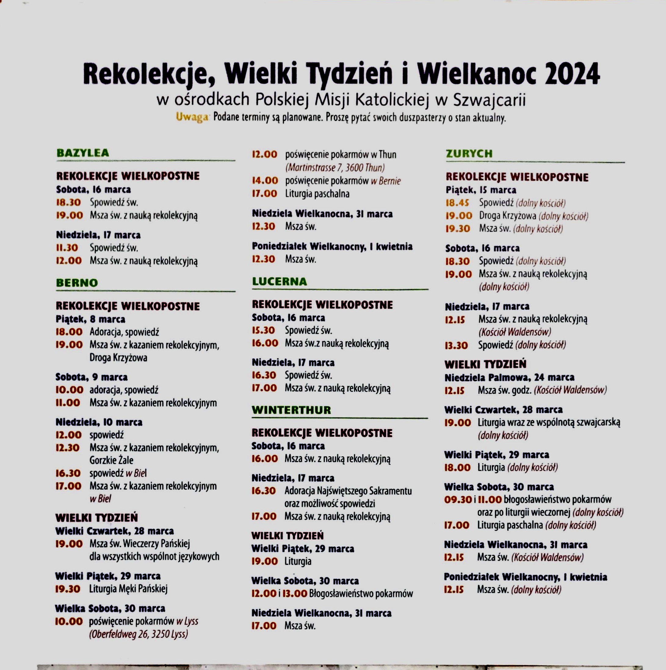 rekolekcje wielkopostne 2024